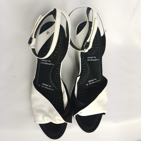 ROCKPORT Adiprene Leather Wedge Sling Back Sandals US8 White & Black - Picture 3 of 8